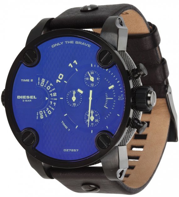 Diesel DZ7257 Little Daddy Chronograph Men's Watch – Blue Dial & Black Leather StrapDiesel DZ7257 Little Daddy Chronograph Men's Watch – Blue Dial & Black Leather Strap