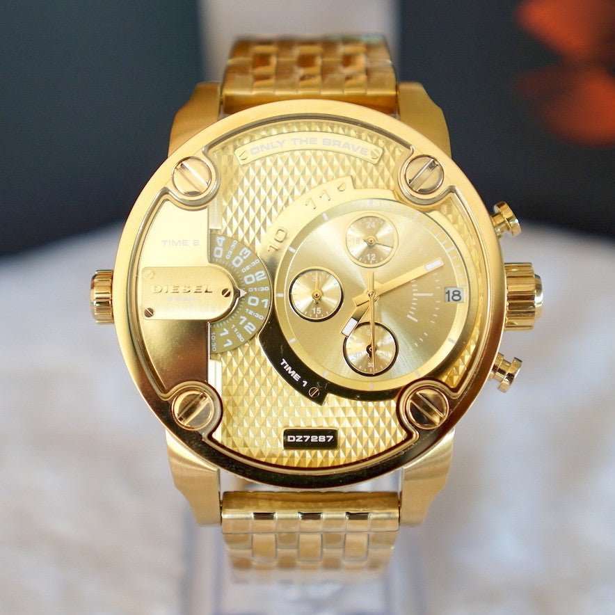 Diesel DZ7287 Big Daddy Analog Men's Watch – Gold Dial & Gold Stainless Steel Strap