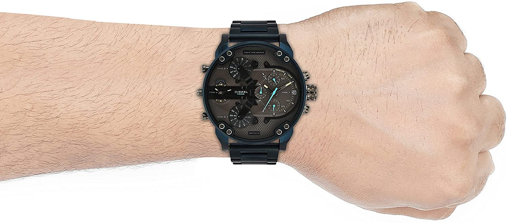 Diesel DZ7414 Daddy 2.0 Chronograph Men's Watch – Grey Dial & Blue Stainless Steel Strap
