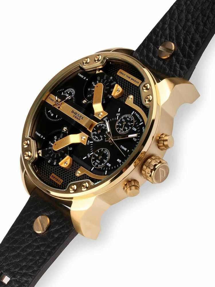 Diesel DZ7371 Mr. Daddy Chronograph Men's Watch – Black Dial & Black Leather Strap