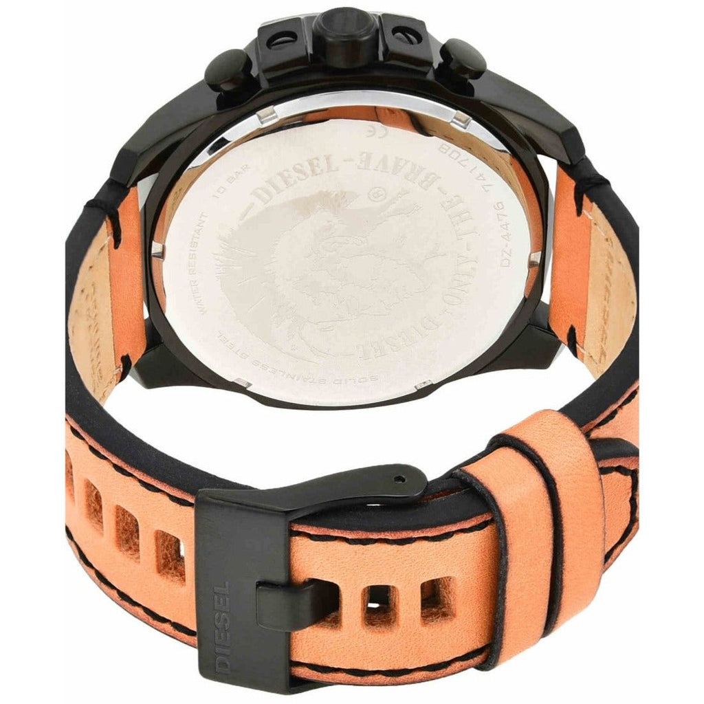 Diesel DZ4476 Mega Chief Chronograph Men's Watch – Black Dial & Brown Leather Strap
