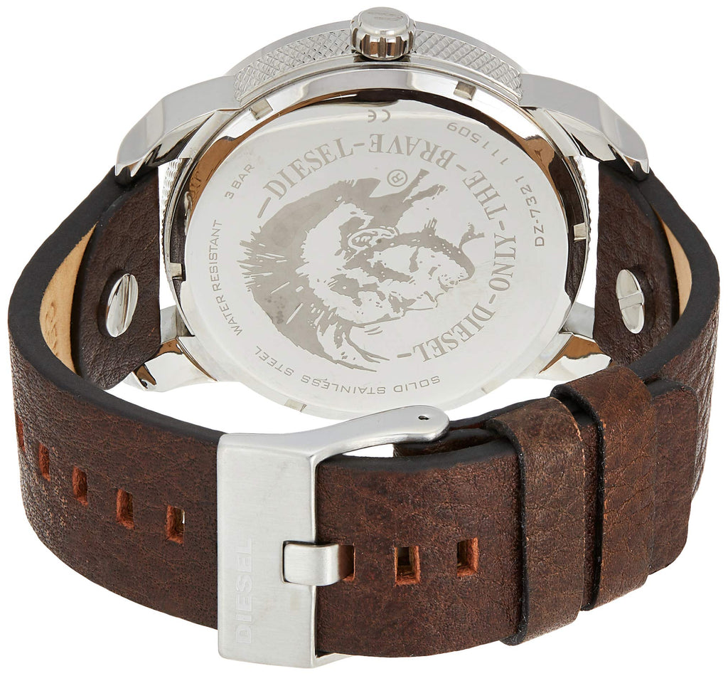 Diesel DZ7321 Mini Daddy Chronograph Men's Watch – Light Blue Dial & Brown Leather Strap