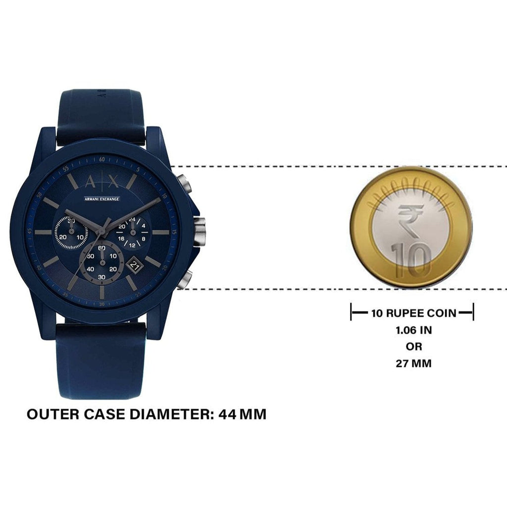 Armani Exchange Outerbanks AX7128 Men's Chronograph Watch – Blue Dial with Blue Silicone Strap