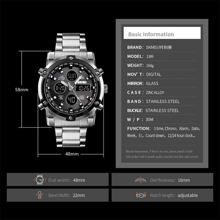 skmei-1389-multifunctional-men-business-digital-watch-30m-waterproof-large-dial-wrist-watch-with-stainless-steel-watchband-silver