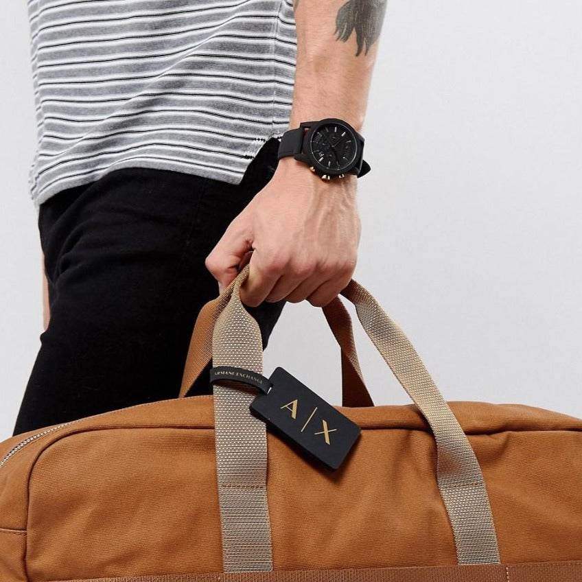 Armani Exchange Outerbanks AX7105 Men's Chronograph Watch – Black Dial with Black Stainless Steel Strap