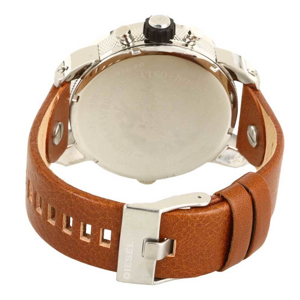 Diesel DZ7264 SBA Dual Time Men's Watch – Black Dial & Brown Leather Strap
