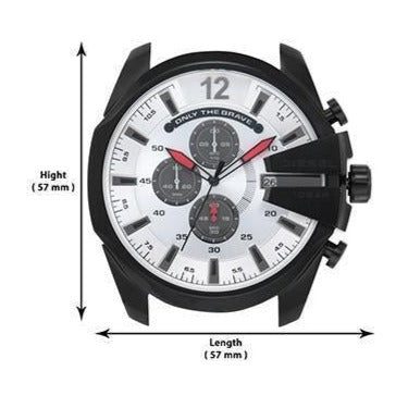 Diesel DZ4512 Mega Chief Chronograph Men's Watch – Silver Dial & Black Leather Strap